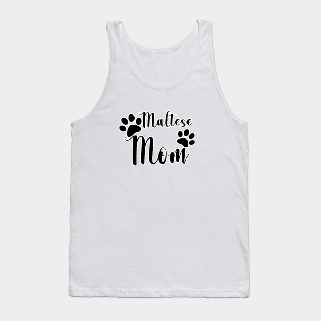 Maltese Mom Black and White Graphic Design Tank Top by AdrianaHolmesArt